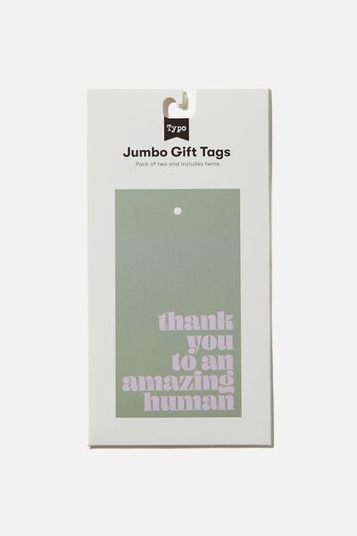 Jumbo Gift Tag Pack, THANKYOU TO AN AMAZING HUMAN GUM LEAF LILAC