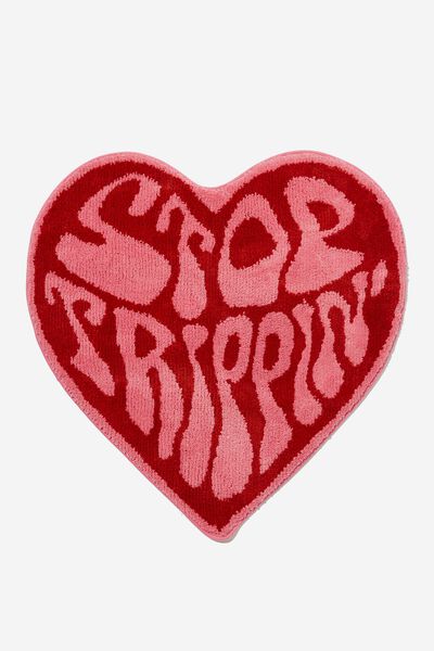 Wanna Shag Floor Rug, HEART STOP TRIPPIN PINK RED