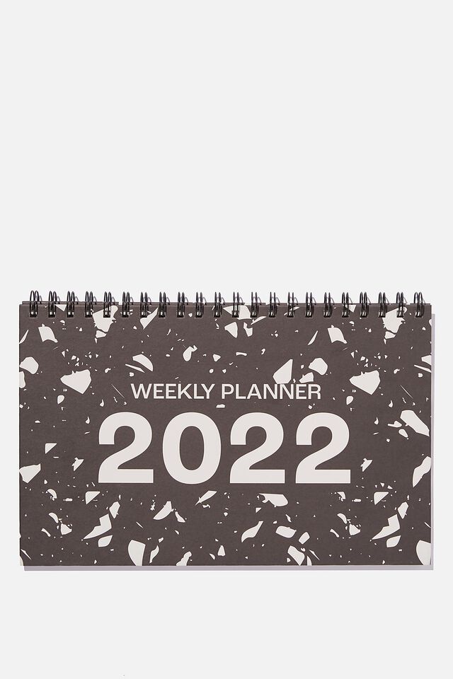 2022 Wide Desk Calendar, BLACK TERRAZZO
