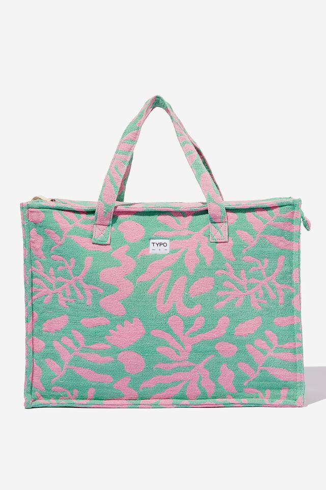 Summer Tote, ABSTRACT FOLIAGE JUNGLE TEAL