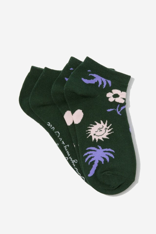 2 Pk Of Ankle Socks, JUST GOOD VIBES (S/M)