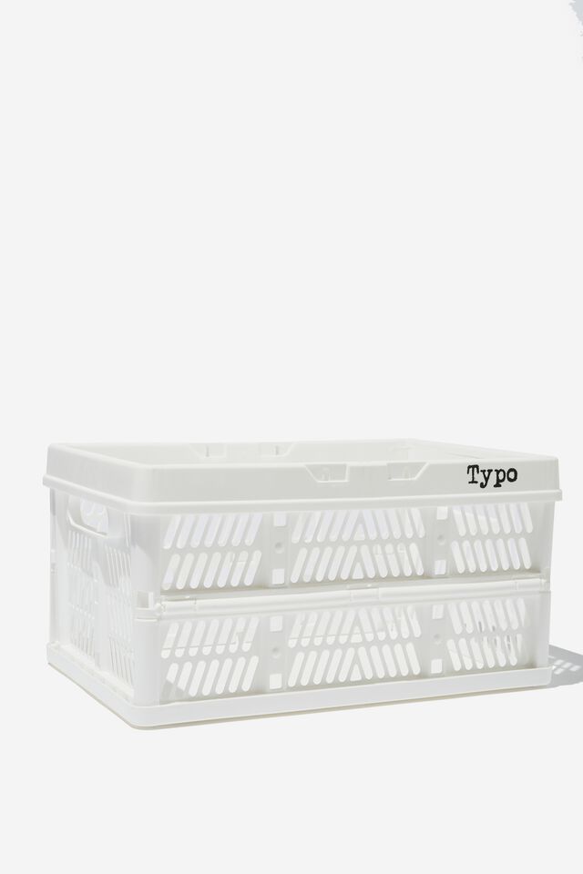 Midi Foldable Storage Crate, WHITE