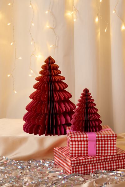 Paper Christmas Tree 2 Pack, PINK ORANGE OMBRE