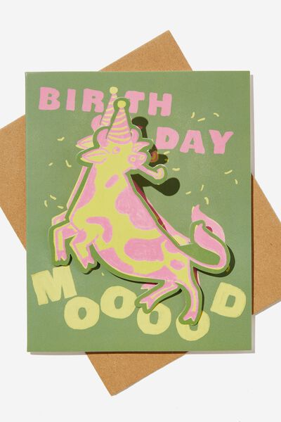 Premium Nice Birthday Card, BOBBLE COW BIRTHDAY MOOOD