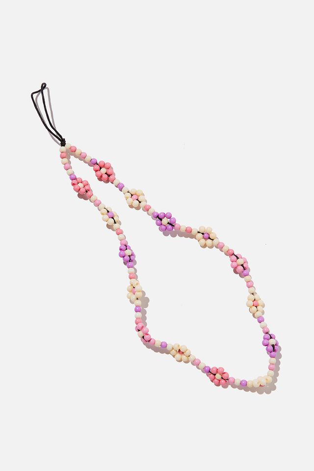 Carried Away Phone Charm Strap, PINK FLOWERS