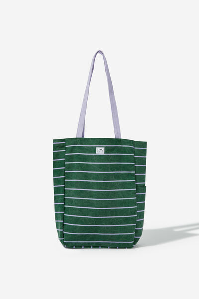 Art Tote Bag, VARSITY STRIPE/ HERITAGE GREEN & SOFT LILAC