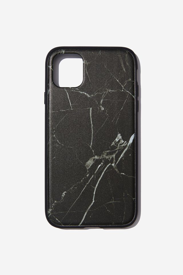 Protective Phone Case iPhone 11, BLACK CRACKED MARBLE