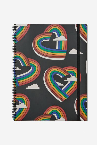 A4 Spinout Notebook, RAINBOW HEART YARDAGE
