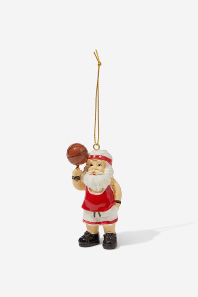 Resin Christmas Ornament, BASKETBALL SANTA