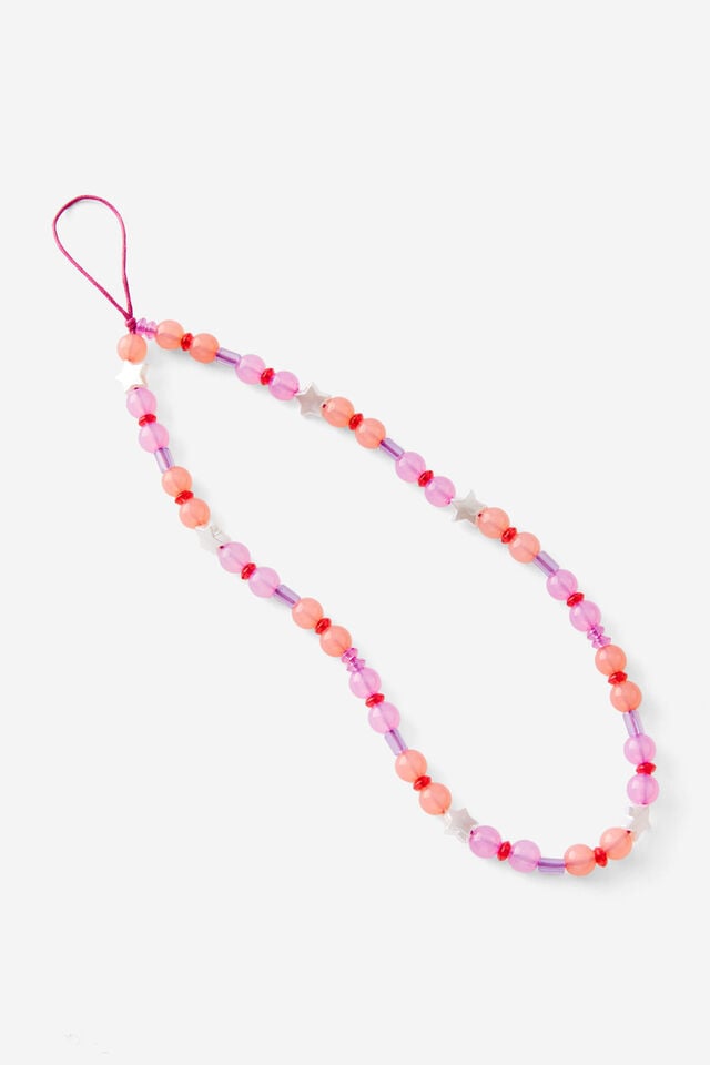 Carried Away Phone Charm Strap, STARS/ PINK POP