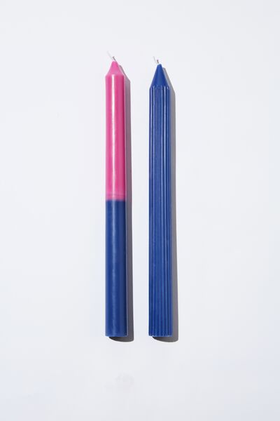 2Pk Candle Sticks, CLASSIC BLUE & FUCSHIA