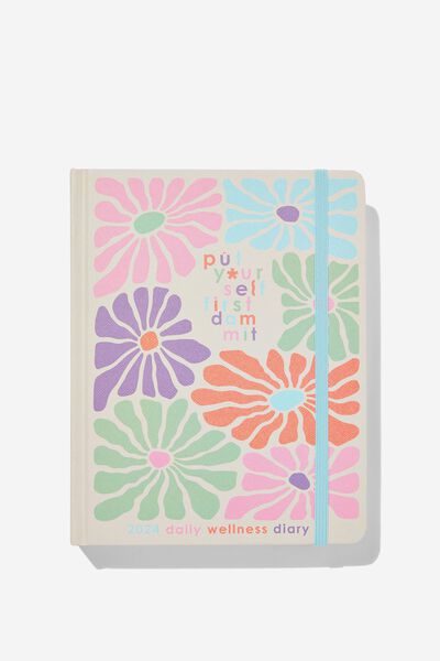 2024 Small Daily Wellness Diary, FLORAL DAISY DAMNIT