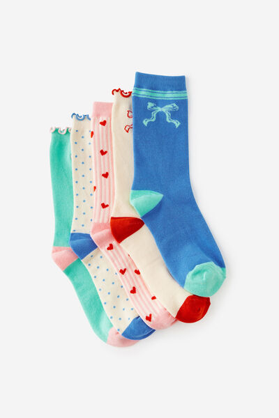 Box Of Socks, BOWS & HEARTS (S/M)