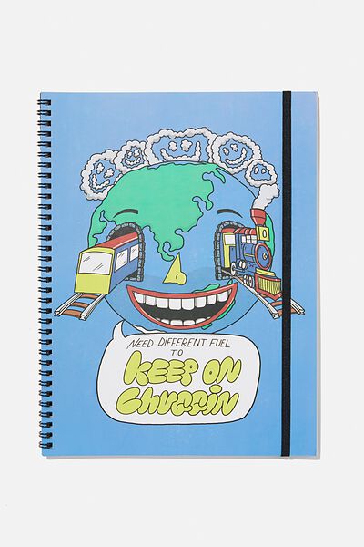A4 Spinout Notebook Recycled, EARTH KEEP ON CHUGGIN