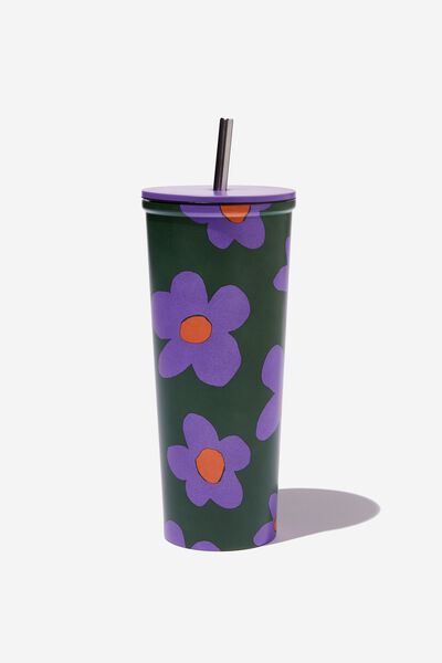 Metal Smoothie Cup, DRAWN DAISY GREEN