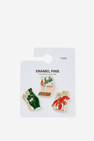 Enamel Pins 3Pack, LUCKY