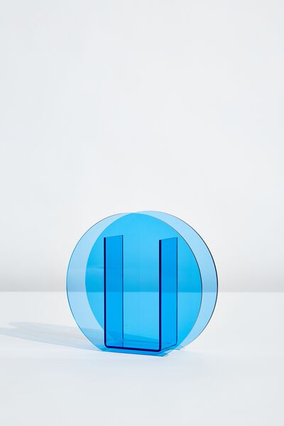 Acrylic Vase, CLEAR BLUE CIRCLE