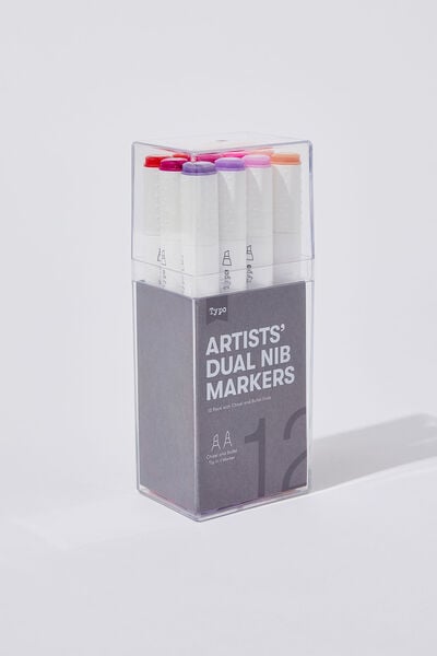 Artists Dual Nib Marker 12Pk, SUNSET HUES