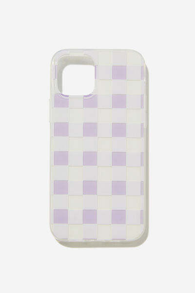 Graphic Phone Case Iphone 12-12 Pro, SOFT LILAC GINGHAM