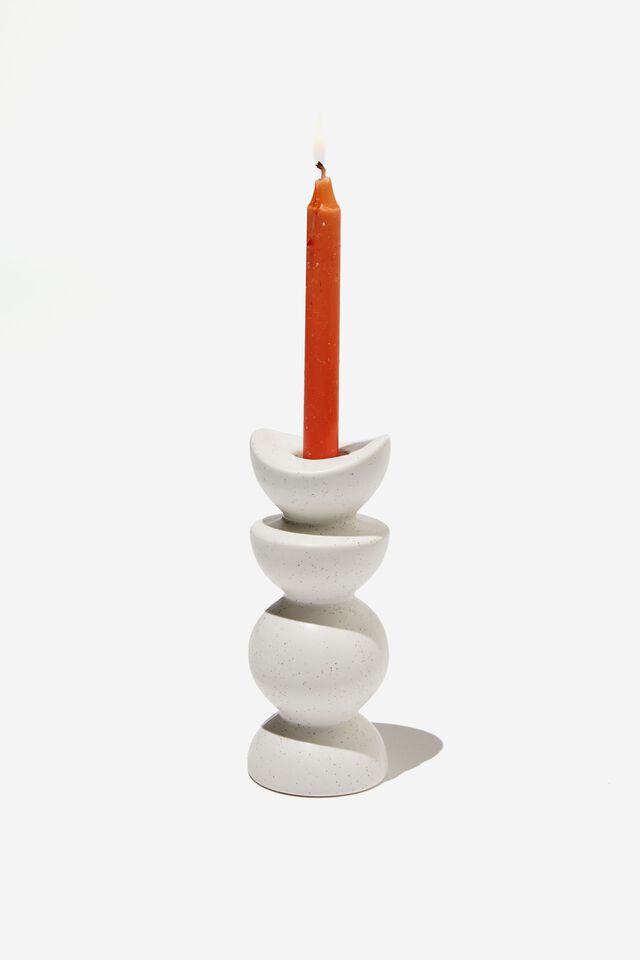 Mystic Minded Candle Holder, WHITE SPECKLE MOON PHASES
