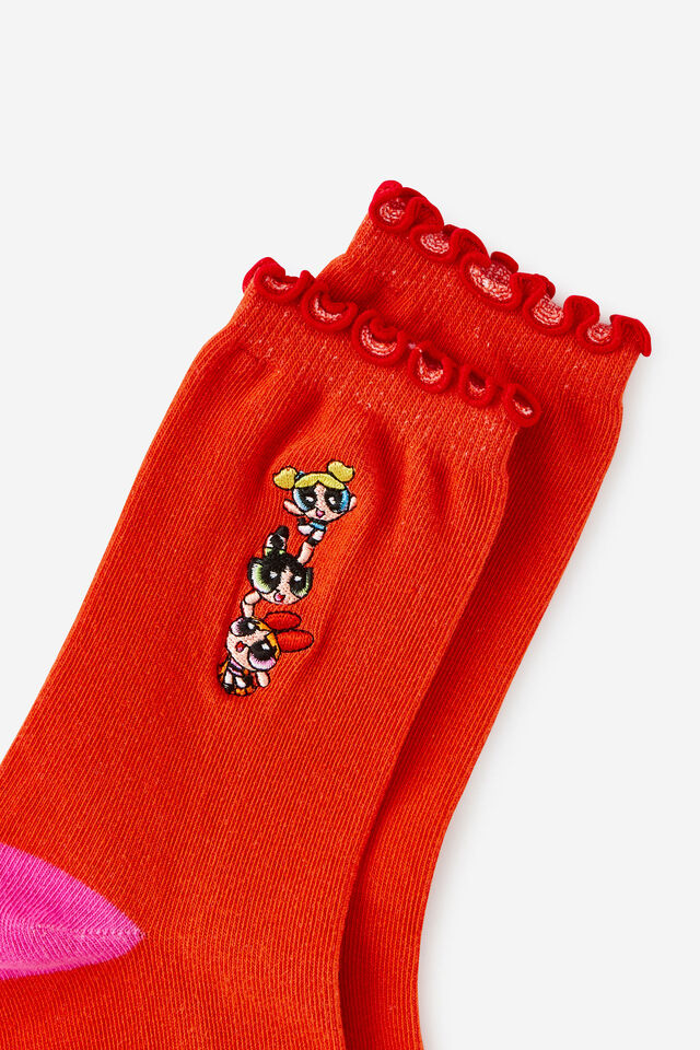 Powerpuff Girls Mid Crew Socks, LCN WB POWERPUFF GIRLS