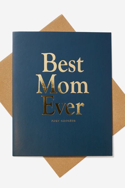 Mother's Day Card, BEST MOM EVER NAVY GOLD