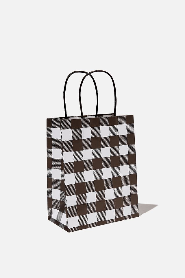 Get Stuffed Gift Bag - Small, BLACK AND WHITE GINGHAM