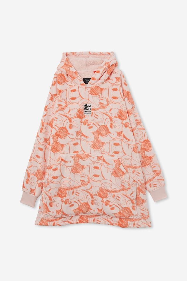 Collab Oversized Hoodie, LCN DIS MICKEY CHARACTERS PEACH PINK
