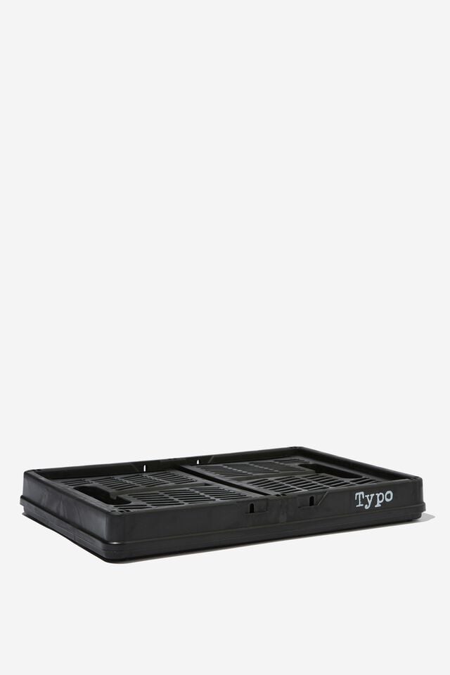Midi Foldable Storage Crate, BLACK