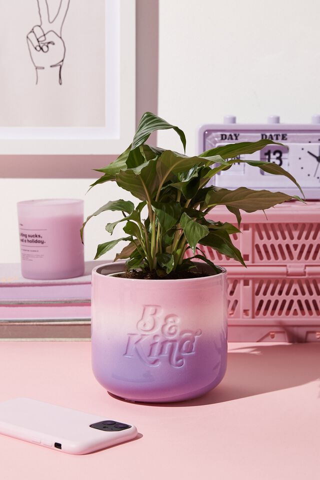 Midi Shaped Planter, BE KIND PALE LILAC OMBRE
