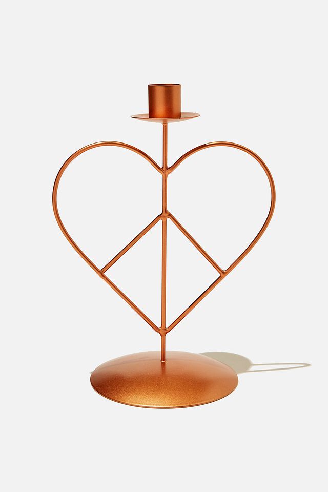 Metal Shaped Candle Holder, ROSE GOLD HEART