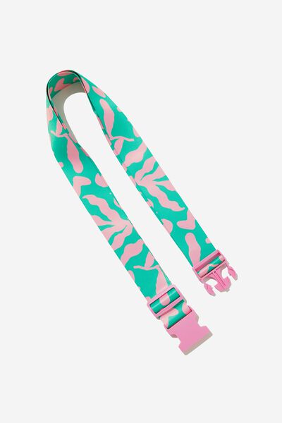 Luggage Strap, ABSTRACT FOLIAGE JUNGLE TEAL