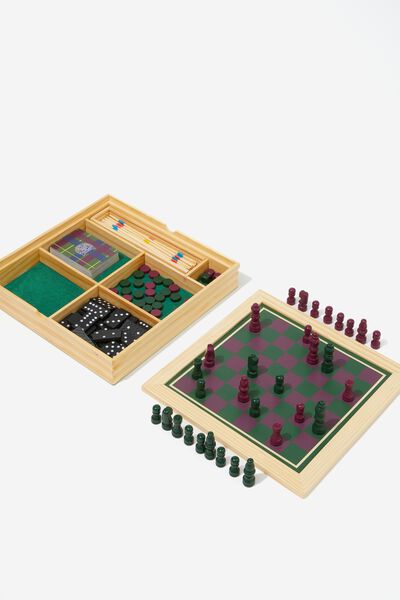 6 In 1 Multi Game Board, HERITAGE RED AND GREEN