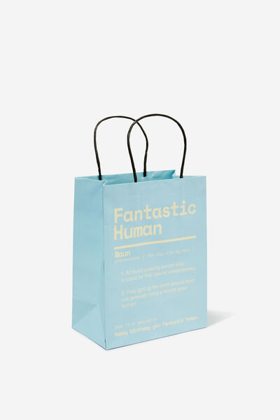 Get Stuffed Gift Bag - Small, FANTASTIC HUMAN NOUN BLUE