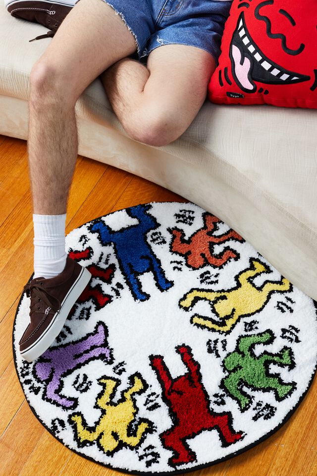 Keith Haring Floor Rug, LCN KEI KEITH HARING ROUND PEOPLE BRIGHTS