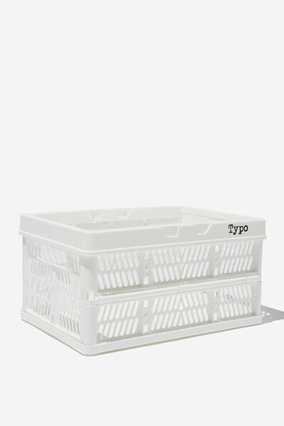 Small Foldable Storage Crate, WHITE