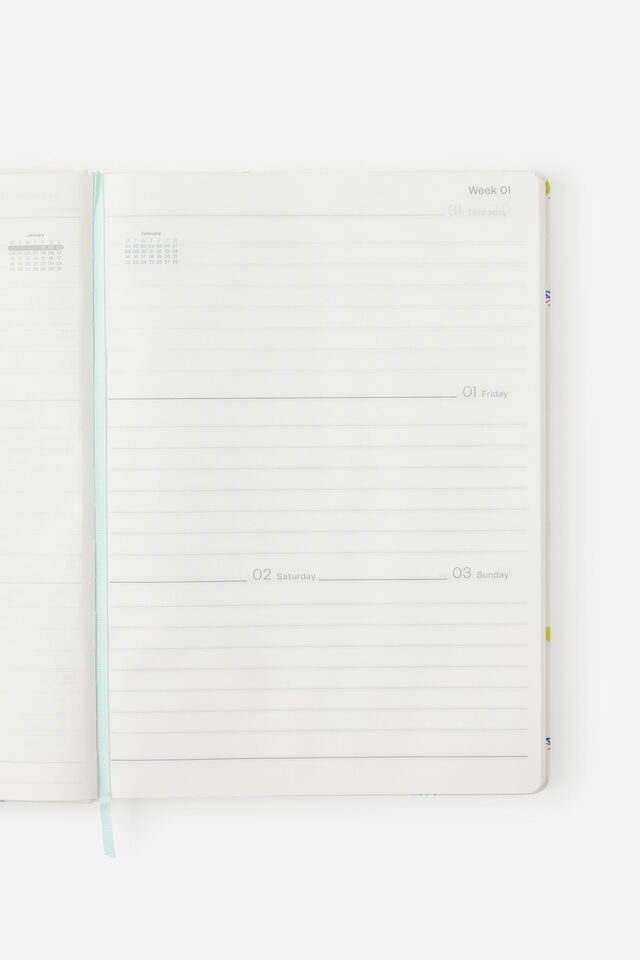 Personalised 2027 A4 Weekly On Schedule Diary, ECRU DITSY CELESTIAL