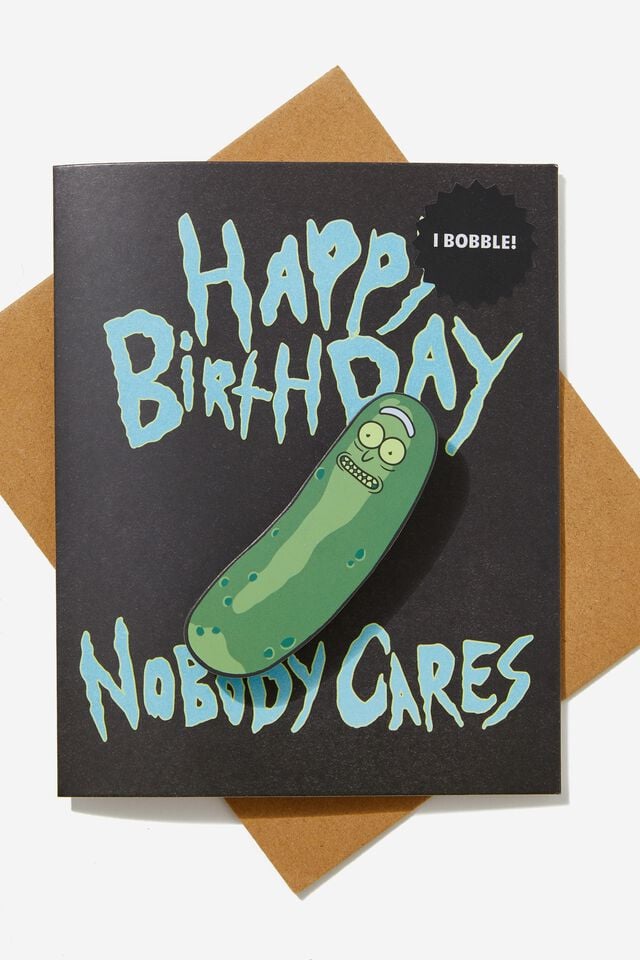 Rick & Morty Funny Birthday Card, LCN WB RM NOBODY CARES BOBBLE