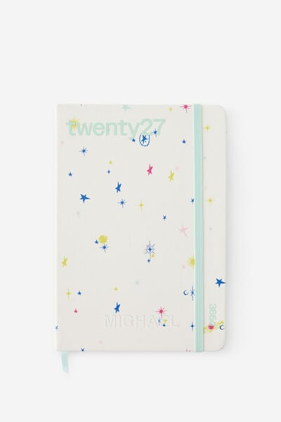Personalised 2027 A5 Daily On Schedule Diary, ECRU DITSY CELESTIAL