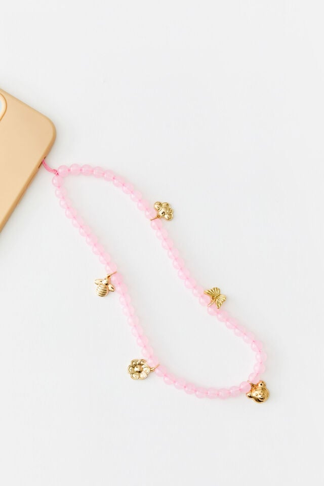 Carried Away Phone Charm Strap, MULTI CHARMS/ PINK