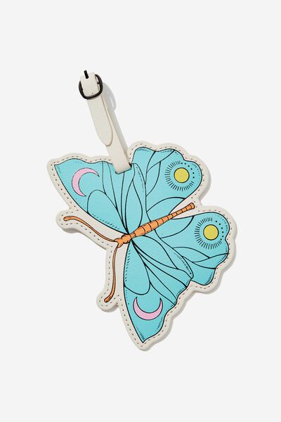 Off The Grid Luggage Tag, BUTTERFLY/MINTY SKIES