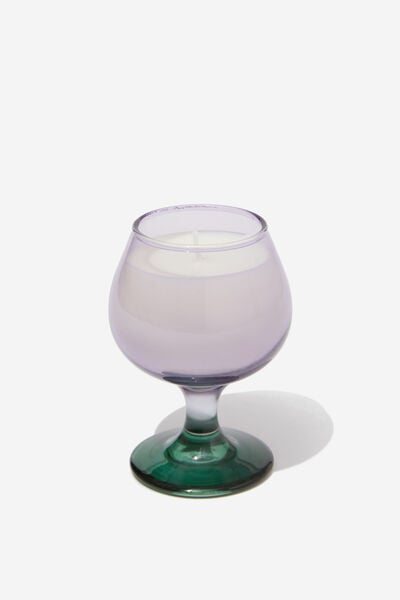 Wine Glass Candle, SOFT LILAC/HERITAGE GREEN