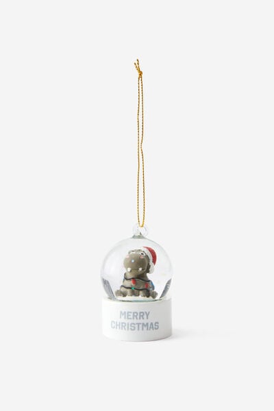 Christmas Snowglobe Ornament, HIPPO IN LIGHTS