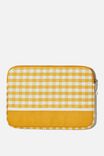 Take Me Away 13 Inch Laptop Case, YELLOW GINGHAM WITH MUSTARD SPLICE