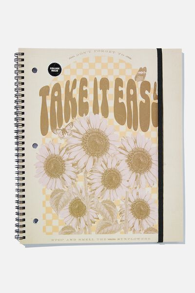 College Ruled Spinout Notebook V, TAKE IT EASY SUNFLOWERS