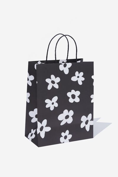 Get Stuffed Gift Bag - Medium, DRAWN DAISY LARGE BLACK