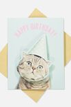 Premium Nice Birthday Card, BOBBLE HEAD CAT HAT - alternate image 1