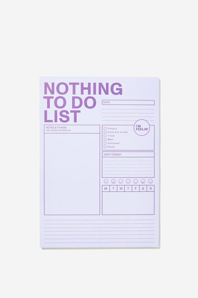 A5 Plan Ahead Planner, NOTHING TO DO LIST LILAC