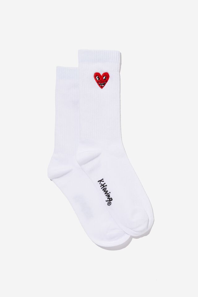 Socks, LCN KEI HARING HEART WHITE