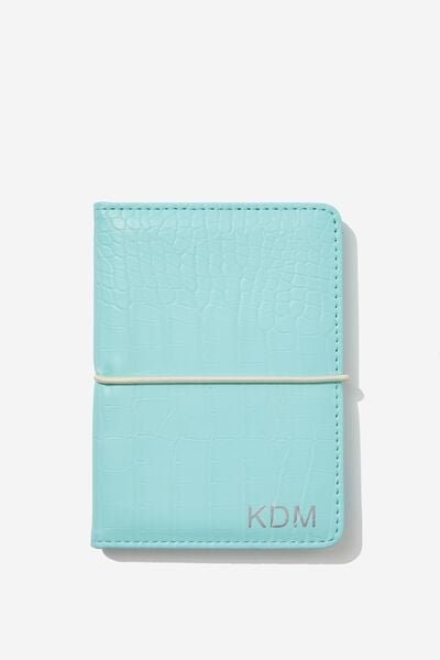 Personalised Off The Grid Passport Holder, MINTY SKIES TEXTURED